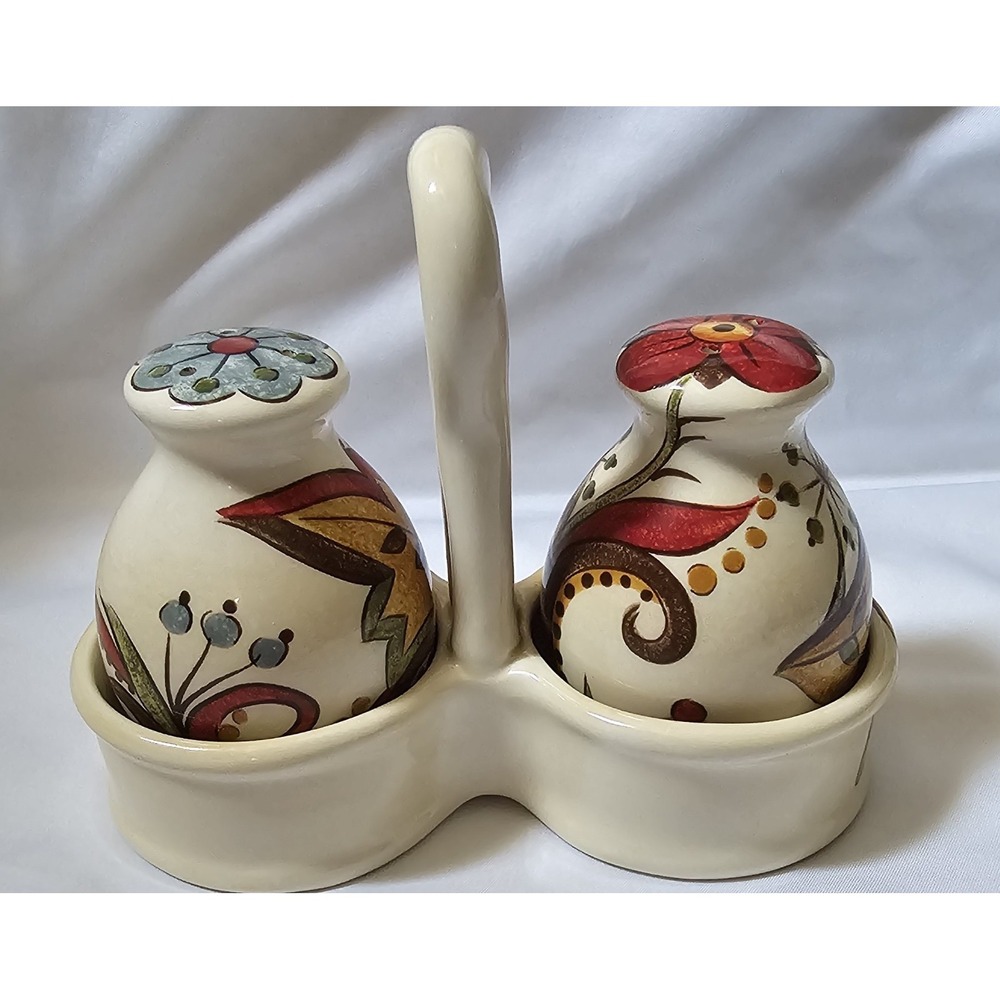 Pier 1 Imports Discontinued Salt & Pepper Shaker Set Carynthum Earthenware - Picture 2 of 15
